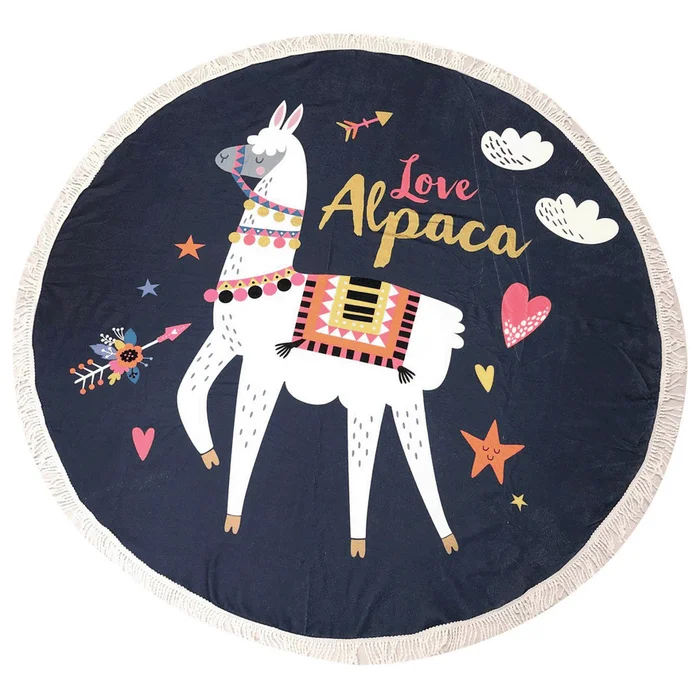 61-Inch Round Vibrant Beach Towel with Fringe (2-Pack)