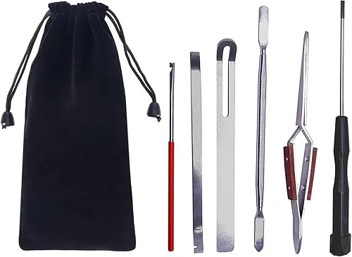 6Pcs Woodwind Repair Kit Adjusting & Leveling Tool for Sax Clarinet Oboe Flute Piccolo with Storage Pouch Bag