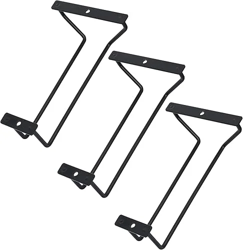 7-Inch Black Wine Glass Rack – Under Cabinet Stemware Wine Glass Holder for Bar Kitchen (1 Rows, 3 Pack)