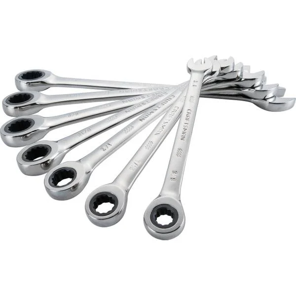 7 Piece SAE Ratcheting Combo Wrench Set