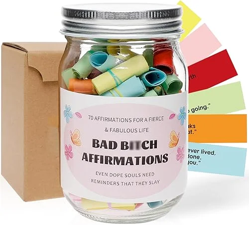 70 Positive Messages jar Funny Affirmation Jar Inspirational Reminders/Positive Messages Jar for Women Wife Sister Friends