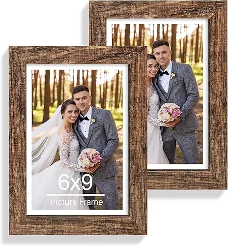 8×10 Picture Frame Set of 2, Made of Real Glass and Distressed White Wooden Frame – Display Picture 5×7 with Mat or 8×10 Without Mat, 8 by 10 Photo for Wall or Tabletop