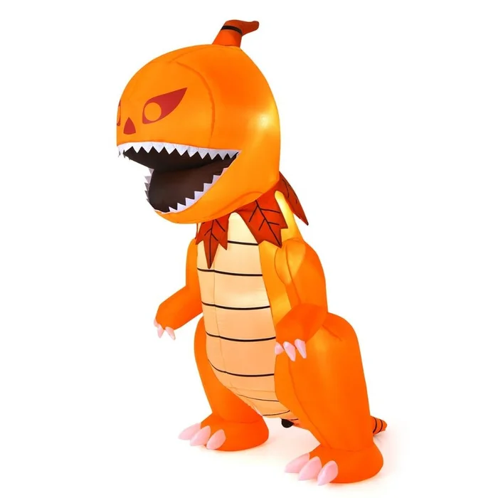 8-Foot Inflatable Halloween LED-Lit Pumpkin Head Dinosaur