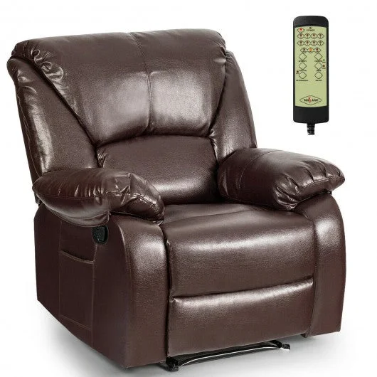 8 Point Massage Recliner Chair Sofa Lounge with Remote Control-Coffee