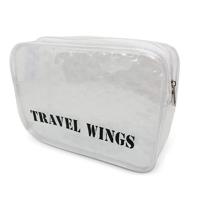 “Travel Wings” Clear Padded Toiletry Makeup Cosmetic Bag