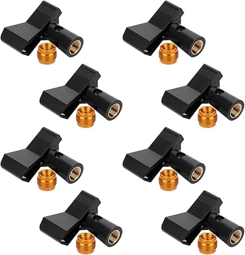 8pcs Mic Clips for Stands, Adjustable Microphone Holder with 8 Adapters Anti-Slip Wireless Mic Clamp Microphone Accessories for Mic Stand with 5/8 Inch Male to 3/8 Inch Female Adapter