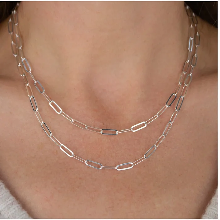 925 Sterling Silver 4mm Paperclip Chain with Lobster Clasp