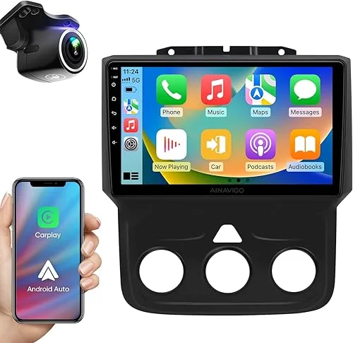 9inch Car Stereo Radio for Dodge Ram 1500 2500 3500 2013 2014 2015 2016 2017 2018 with Wireless carplay/Android auto/Touchscreen/Android12/GPS Navigation/HD Backup Camera
