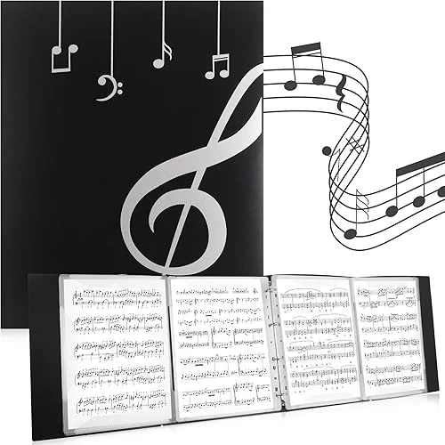A4 Sheet Music Folder, 4 Page Expand, 60 Pages Capacity, 8.5×11 inch Music Binder, Writable Choir Folder, Blank Plastic Concert Choral Folder