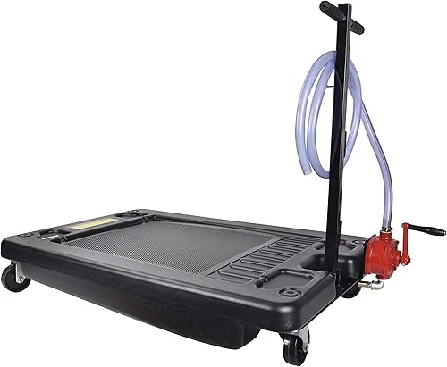 Aain A047 17 Gallon Oil Drain Pan Caddy, Low Profile Portable Waste Oil Change Pan for Truck, Car, with 8 Feet Evacuation Hose