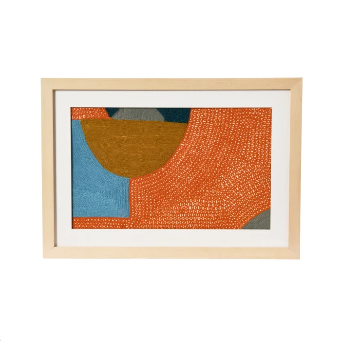 Abstract Embroidery in Wood Frame