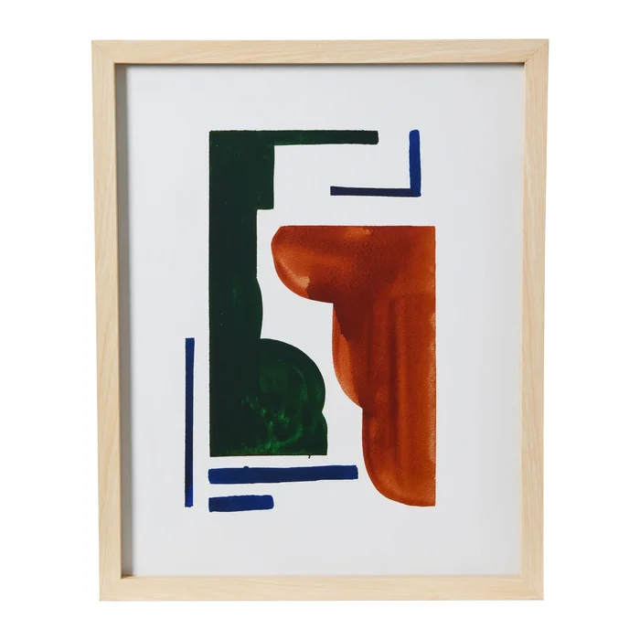 Abstract Geometric Print with Solid Wood Frame and Glass Cover