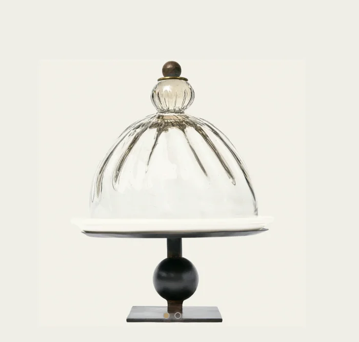 Acanalado Dome Grande with Redondo Platter on Raised Iron Stand