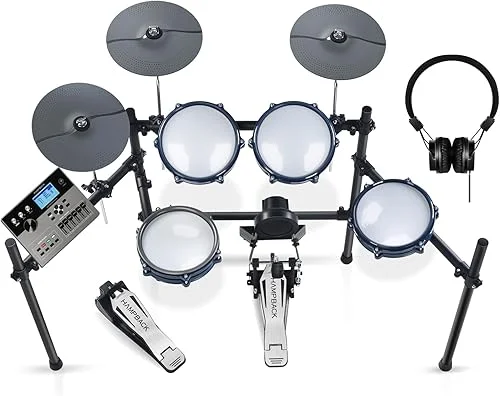 ACE-307 Electric Drum Sets for Beginner with Quite Electronic Drum Mesh Pads, 2 Cymbals w/Choke, 52+20 Drum Kits and 918 Sounds, USB MIDI, Recording Function(5 Pads, 3 Cymbals)
