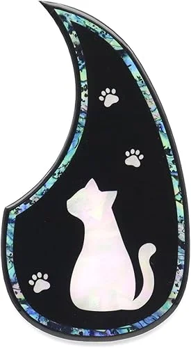 Acoustic Guitar Pickguard Anti-Scratch Guard Plate Self Adhesive Tear Water Drop Shape PickGuards Various Color Cool Guitar Accessories Gifts (Cat)