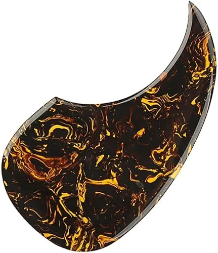 Acoustic Guitar Pickguard Thick Pick Guard Self Adhesive for Martin D28 Style Acoustic Guitar Replacement Parts (Yellow Pulp Pattern)