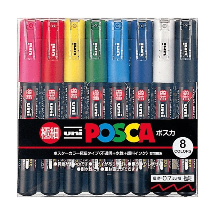 Acrylic water-based pen marker 8 colors 0.7mm