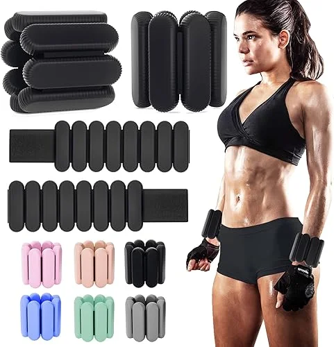 Adjustable Ankle Weights for Women Men,Wrist Weights set for Walking Running,1 Pair (1Lbs Each) Silicone Workout Weights for gym fitness, Jogging,yoga,pilates,strength training,physical therapy