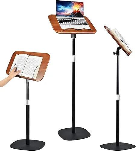 Adjustable Book Stand for Reading, Cooking, and Music – Floor Bible Holder with Page Clip