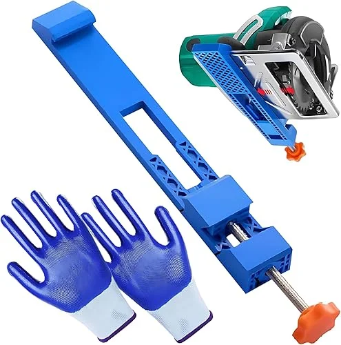 Adjustable Cutting Machine Base Guide Rail for Electric Power Circular Saw – Precision Milling Positioning Edge Clamps with Quick Panel Positioning for Wood Cutting Woodworking Projects (Blue 1 Pack)