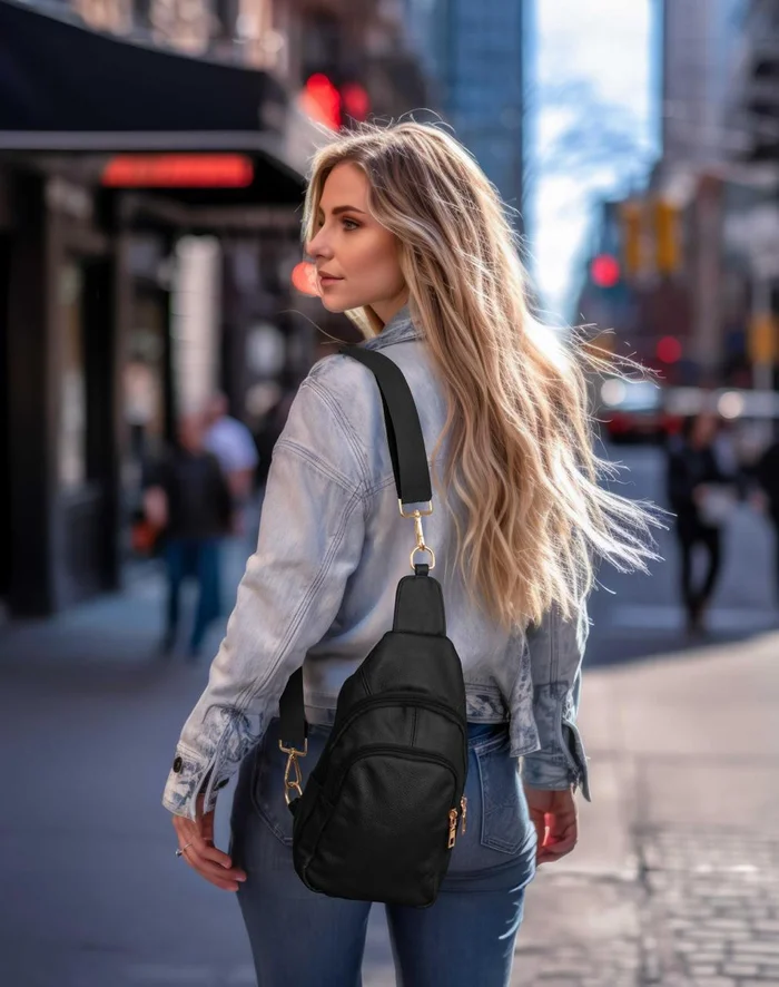 Adjustable Genuine Leather Shoulder Sling Bag