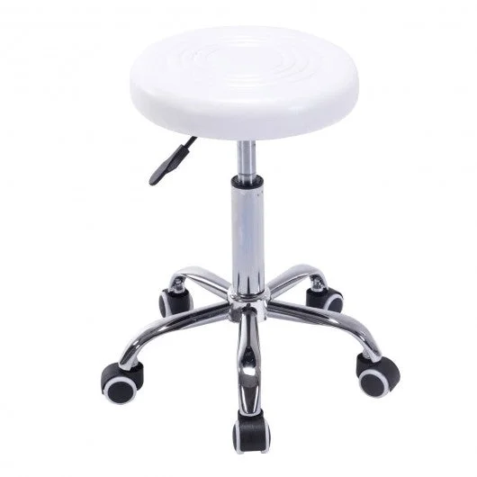 Adjustable Hydraulic Salon Rolling Swivel Stool-White