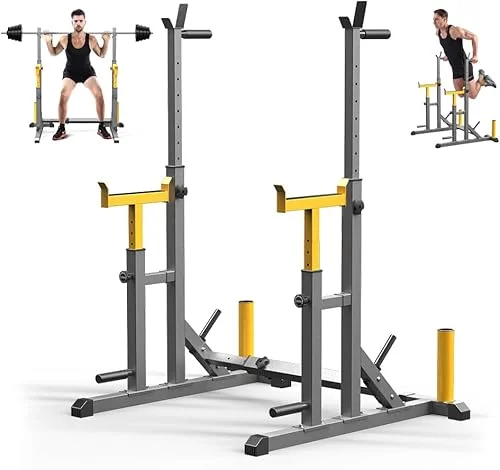 Adjustable Squat Rack,Multi-Function Barbell Rack for Weight Lifting and Home Gym Fitness Workout Portable Squat Bench Press,Load 690LBS (K KiNGKANG)