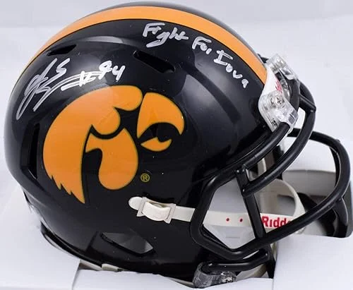 AJ Epenesa Autographed Hawkeyes Speed Mini Helmet w/Fight for Iowa-Beckett W Hologram Silver
