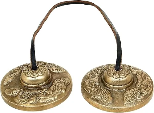 Ajuny Tibetan Tingsha Cymbals Meditation Handcrafted Buddhist Meditation Yoga Chime Bells Embossed With Dragons Manjira Healing Instrument Spiritual Gifts