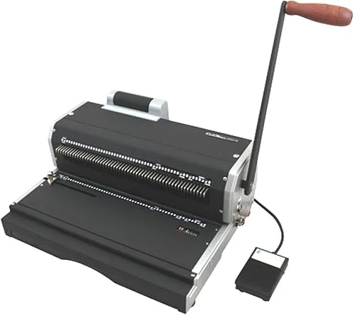 Akiles ACM-ER41+ Model CoilMac-ER Plus Manual Coil Punch with Electric Coil Inserter, Special 4 x 5mm Oval Holes, All 54 Disengageable Pins, Up to 20-Sheet for 20 lbs Paper or 2.6mm for Hardboard
