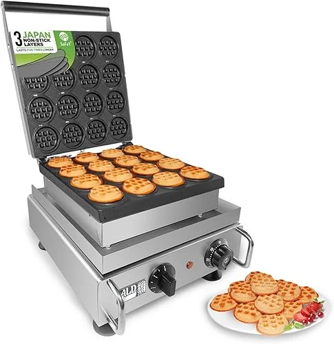ALDKitchen Mini Dutch Pancake Maker | Poffertjes Making Machine | Stainless Steel | Nonstick | 110V (16 Pcs)