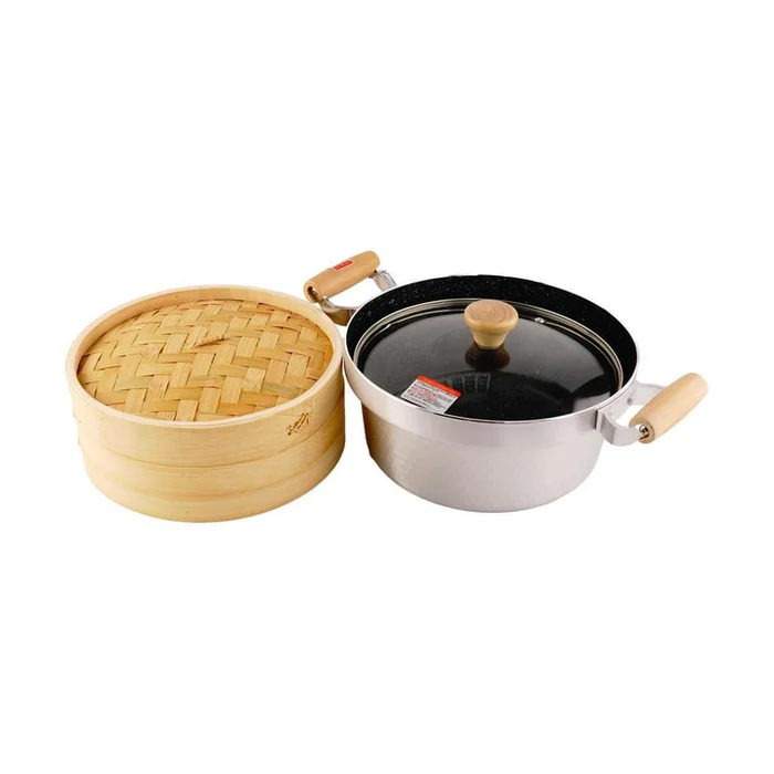 Aluminum Soup Pot + Bamboo Steamer 24cm
