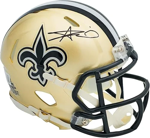 Alvin Kamara Autographed Gold Speed Mini Football Helmet Beckett BAS Witness Stock #224824