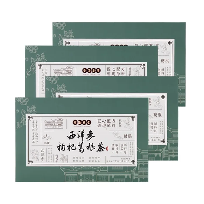 American ginseng wolfberry kudzu root tea for men's health and nourishment (17g * 15 cans) * 4 boxes