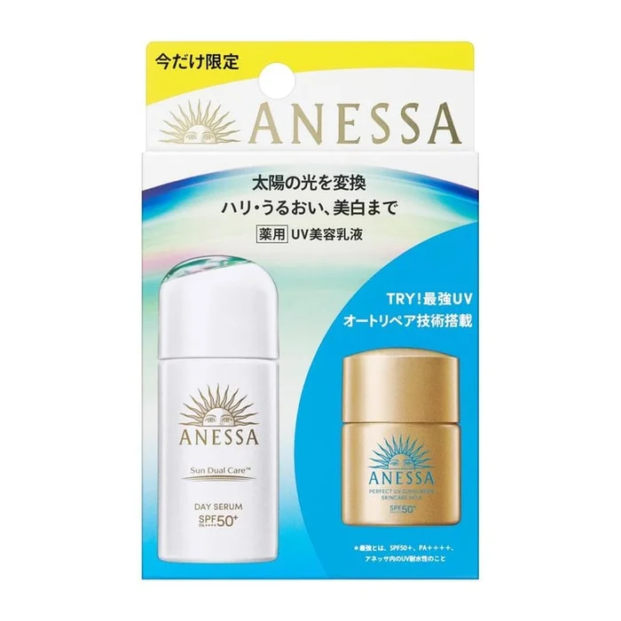 Anessa Day Serum N Trial Set a Morning / Daytime Use (Serum Cream Milky Lotion) Set 1.0 fl oz (30 ml+12 ml)