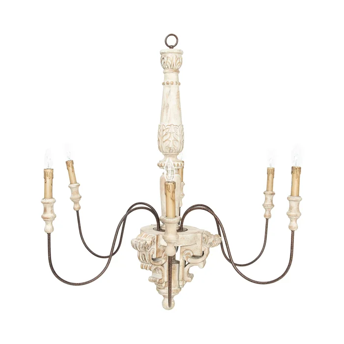 Antique Wood and Metal Chandelier