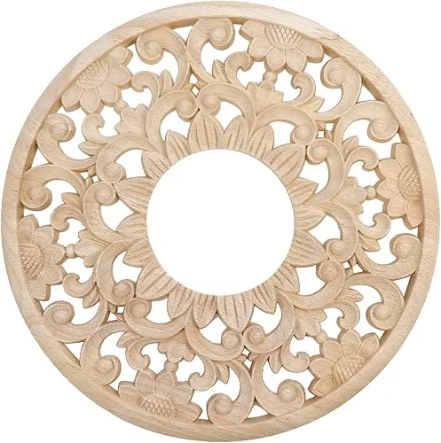 Antrader Ceiling Medallion,Wood Ceiling Cover Home Lighting Ceiling Medallions Ring Ceiling Fan Medallion for Light Fixtures and Ceiling Fans,3.1′ ID x 9.4′ OD