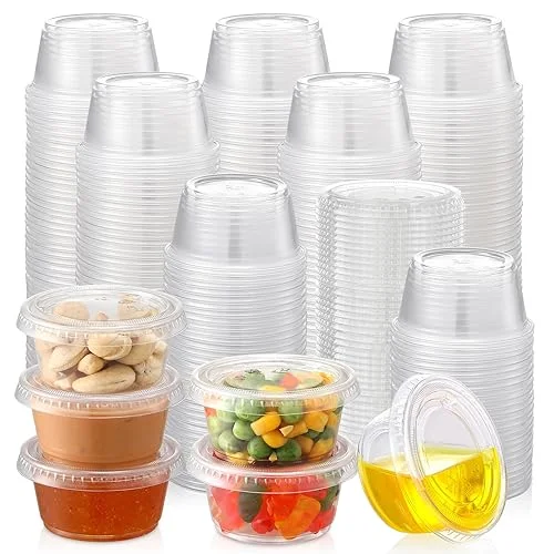 AOZITA 200 Sets – 2 oz Jello Shot Cups, Portion Cups With Lids, Airtight and Stackable Small Plastic Containers