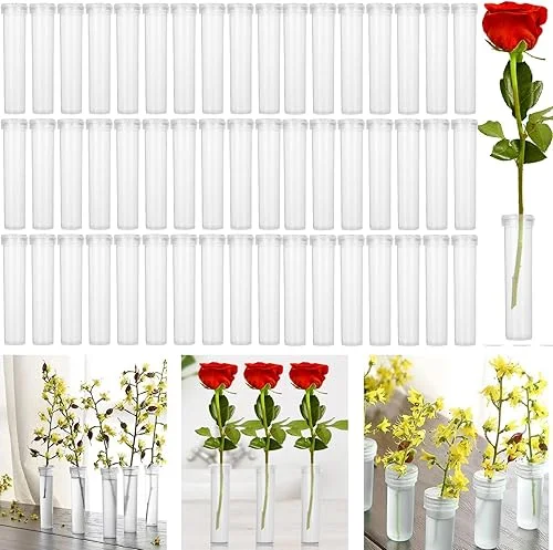 APACALI 200 Pack Floral Water Tubes/Vials for Flower Arrangements, Rose Flower Water Tubes Aqua Picks, Clear Plastic Rose Water Tubes with Picks, Floral Water Tubes Stems Picks (2.8′ x 0.7′)