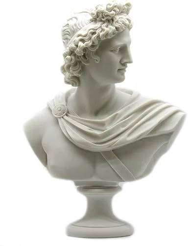 Apollo Greek Roman God Bust Head Statue Cast Marble Sculpture Handmade 12.6΄΄