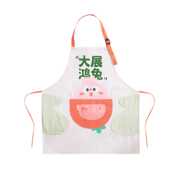 Apron with wiping hands waterproof and oil resistant for women cooking apron grand exhibition of Hongtu