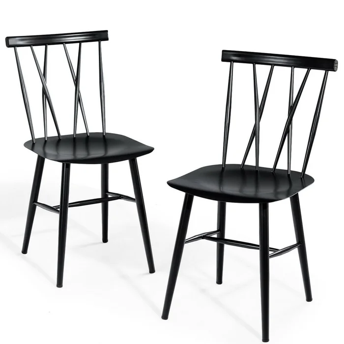 Armless Cross-Back Bistro Chairs (Set of 2)