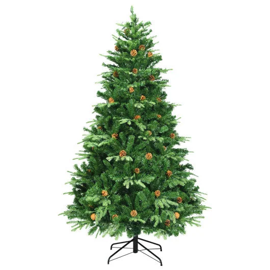 Artificial Christmas Tree with LED Lights and Pine Cones-7′
