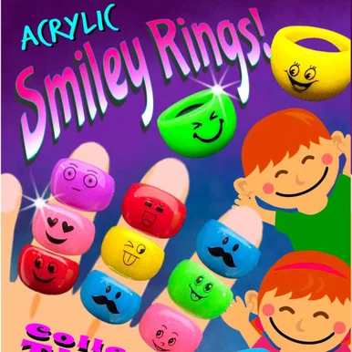 Assorted Style Emoji Rings 1″Capsules