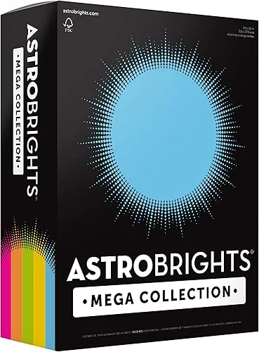 Astrobrights Mega Collection, Colored Cardstock,’Brilliant’ 5-Color Assortment, 320 Sheets, 65 lb/176 gsm, 8.5′ x 11′ – MORE SHEETS! (91687), Assorted