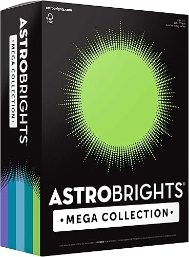 Astrobrights Mega Collection, Colored Cardstock,’Frosty’ 5-Color Assortment, 320 Sheets, 65 lb/176 gsm, 8.5′ x 11′ (91689)