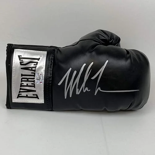 Autographed/Signed Mike Tyson Black Everlast Boxing Glove Athlete Hologram COA