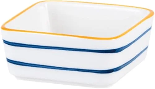 AxeWoodz Ceramic Paper Clips Holder Square Paperclips Dispenser White Blue Stripe Pattern Binder Clips Holder Small Items Desktop Storage Organizer for School Home Office Supplies (Stripe Pattern)