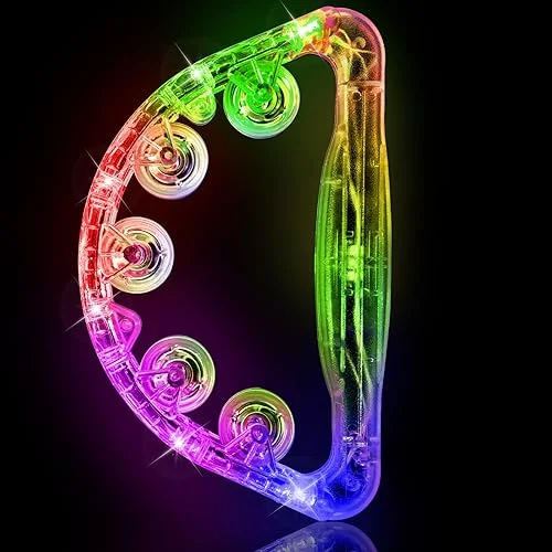 Aywewii LED Tambourine, Light Up Toys Handheld Musical Flashing Tamborine Autism Toys Party Supplies for Birthday Anniversaries Gifts for Kids Adults Teens