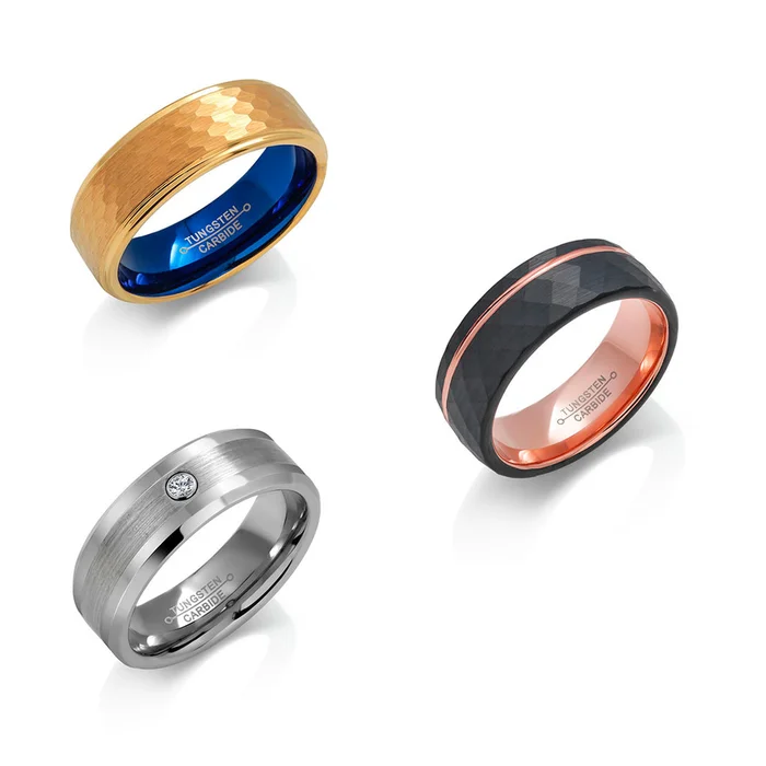 Azury 8mm Tungsten Carbide Unisex Band Rings